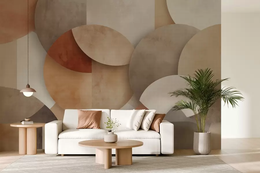 fototapet geometrie abstractă texturată în tonuri calde de maro și ocru w04310