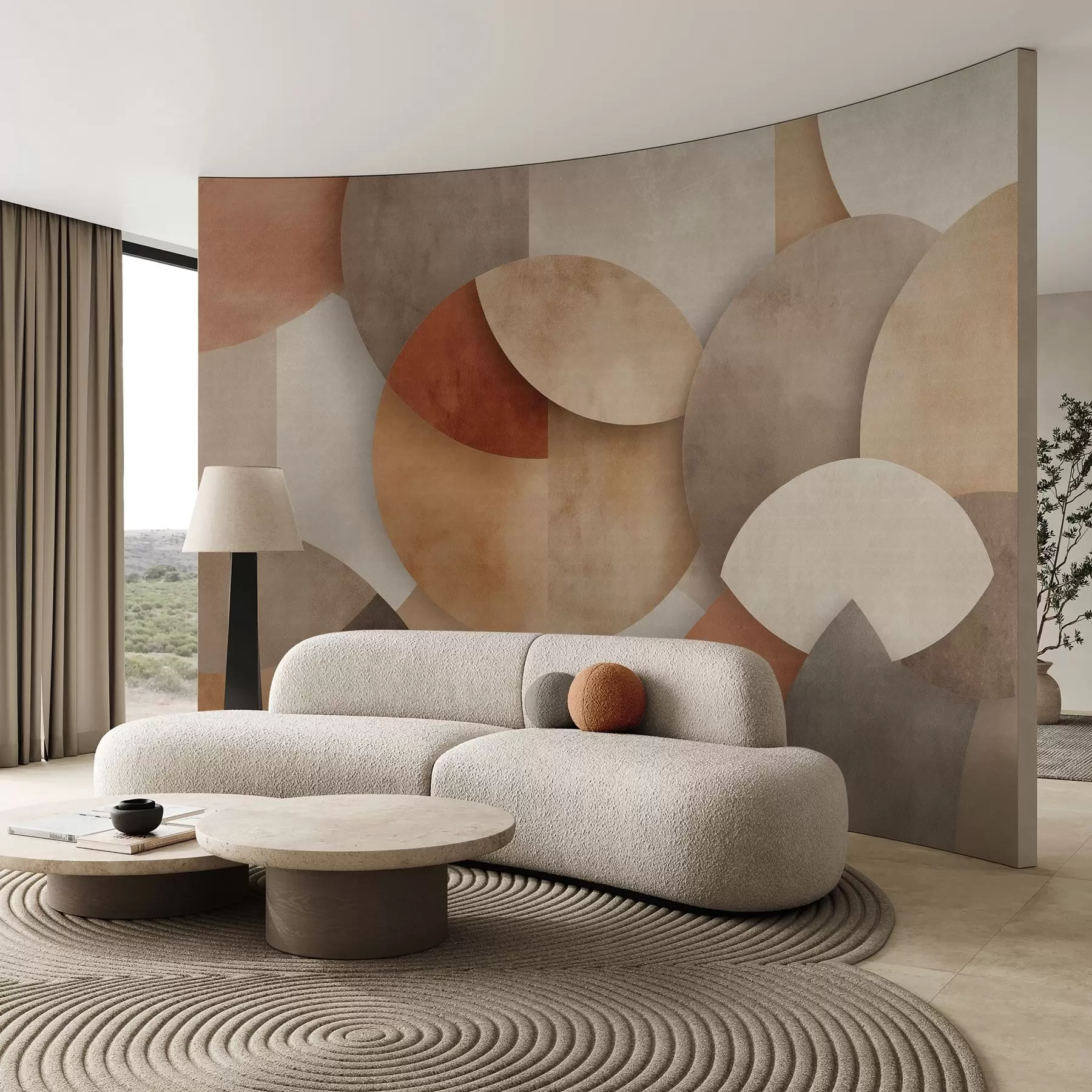 fototapet geometrie abstractă texturată în tonuri calde de maro și ocru w04310