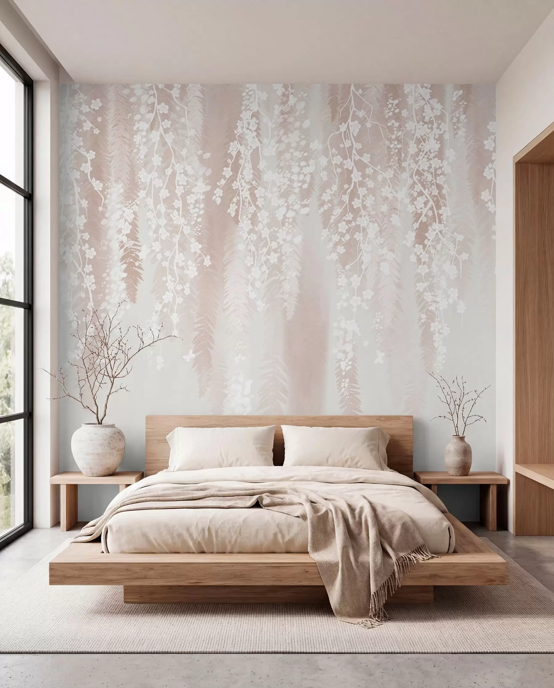fototapet Perdea de flori albe w04417