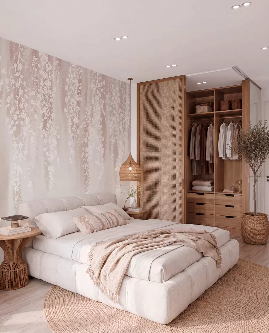 fototapet Perdea de flori albe w04417