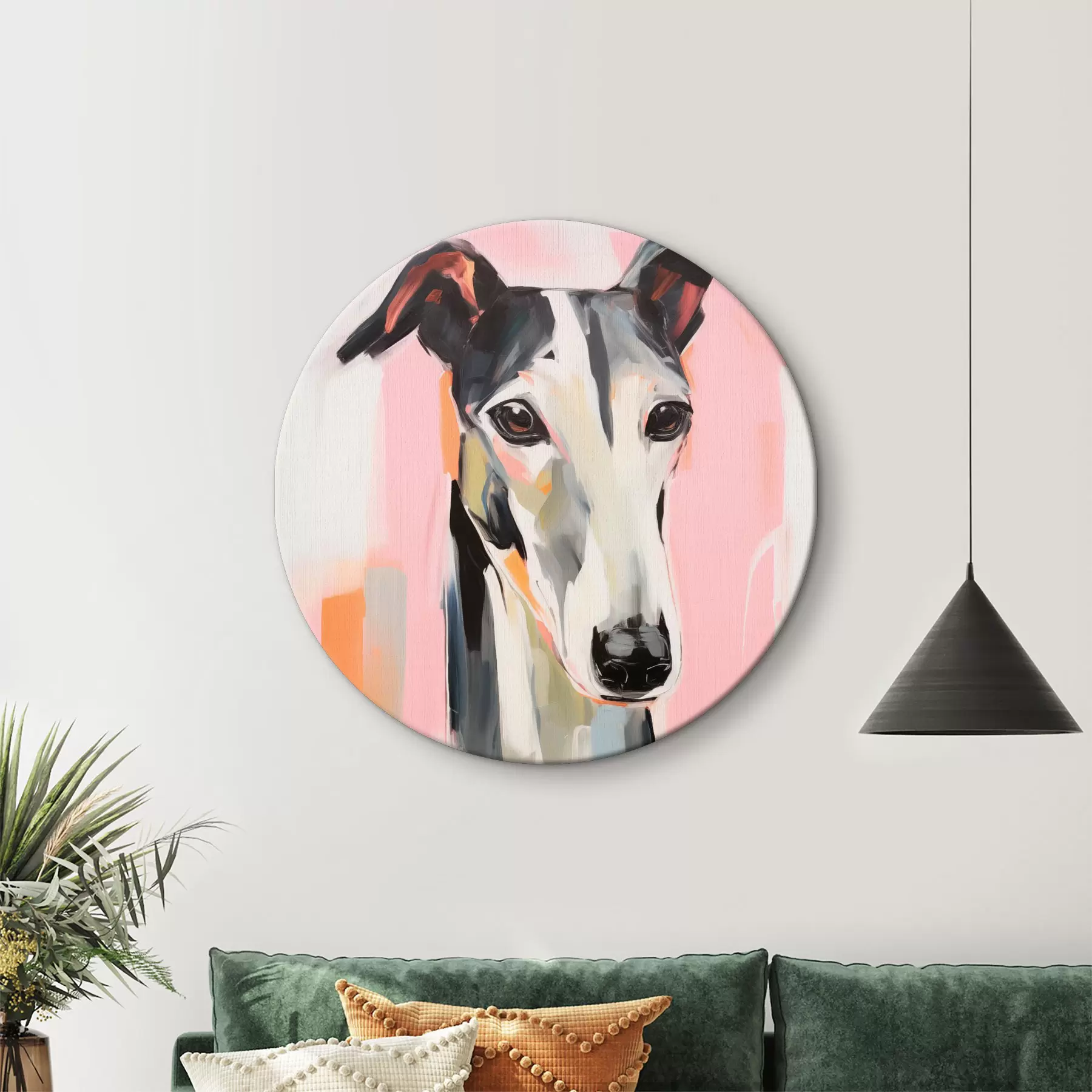 Tablouri Un ogar pe un fundal de roz, portocaliu și alb brushstrokes r45566