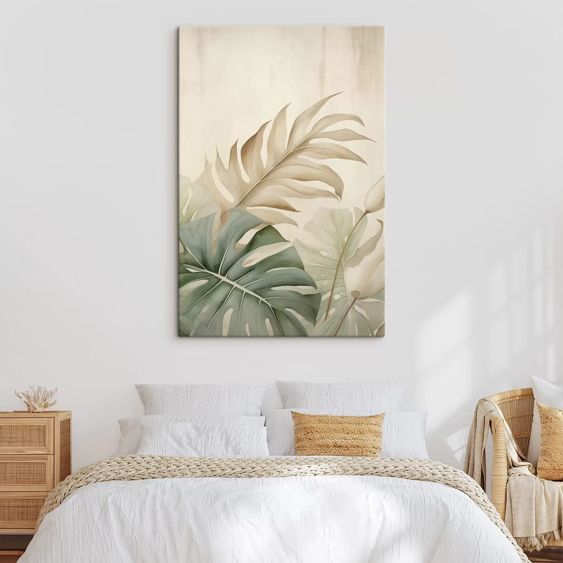Tablouri Frunze tropicale pe fundal luminos s45617