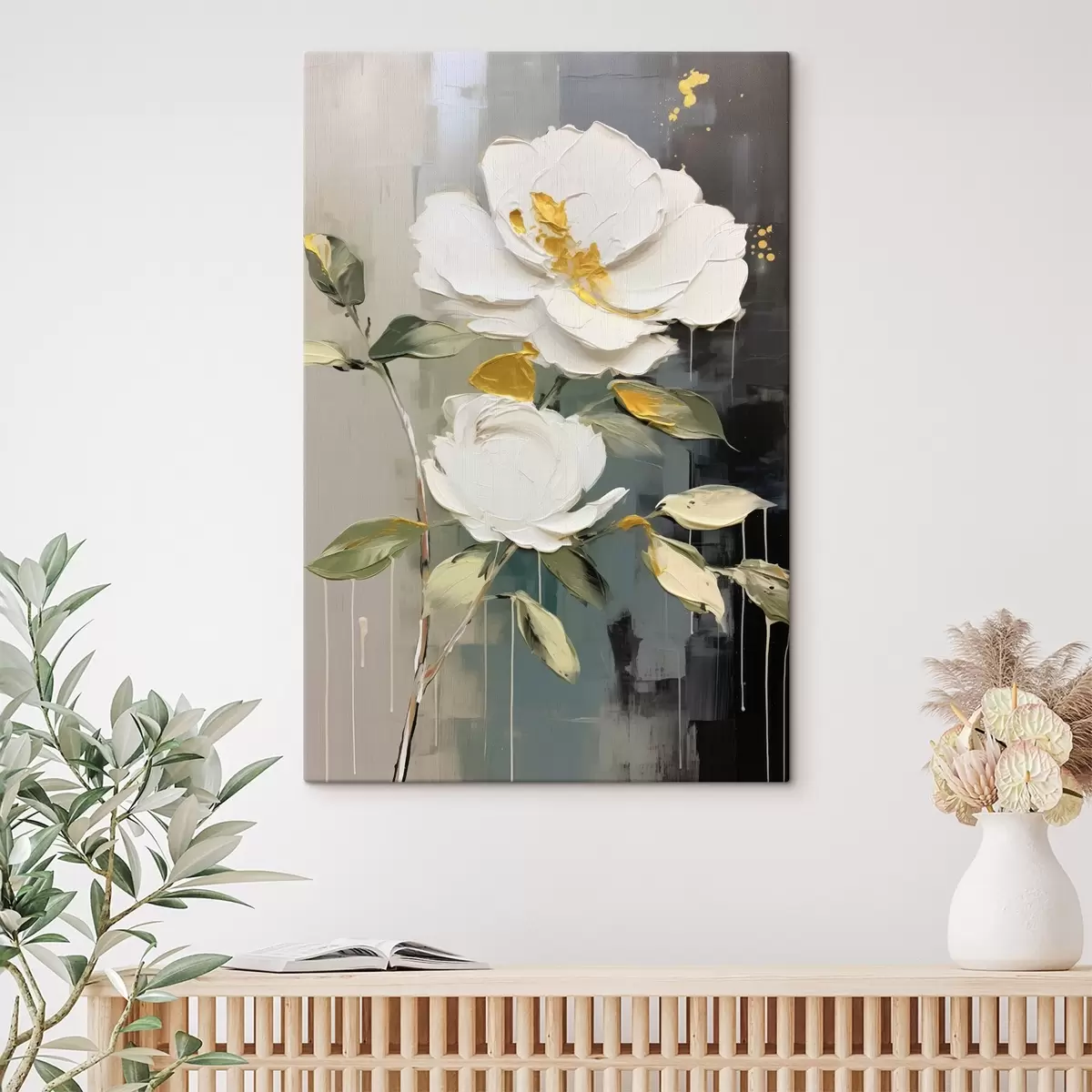 Tablouri Flori voluminoase: motiv decorativ în tonuri deschise și închise s45531