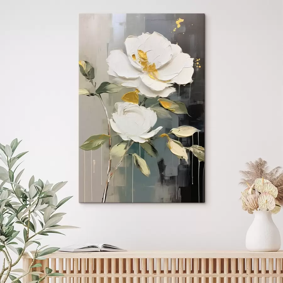 Tablouri Flori voluminoase: motiv decorativ în tonuri deschise și închise s45531