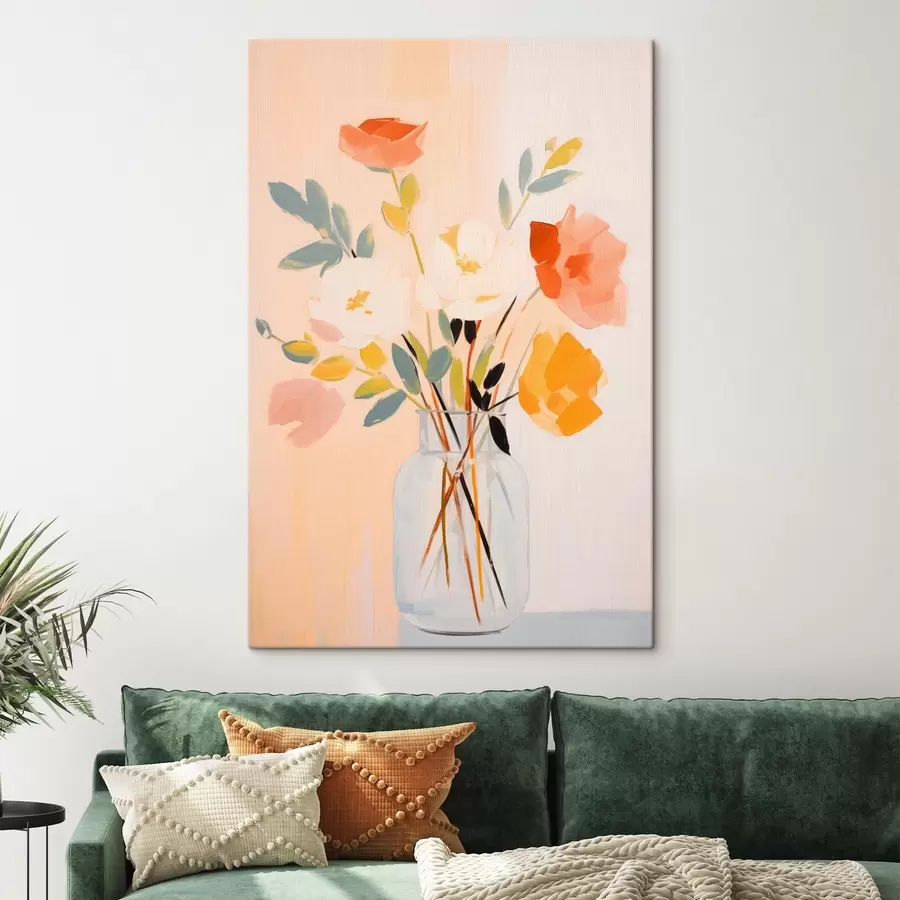 Tablouri Flori decorative: buchet abstract într-o vază pe un fundal deschis s45539