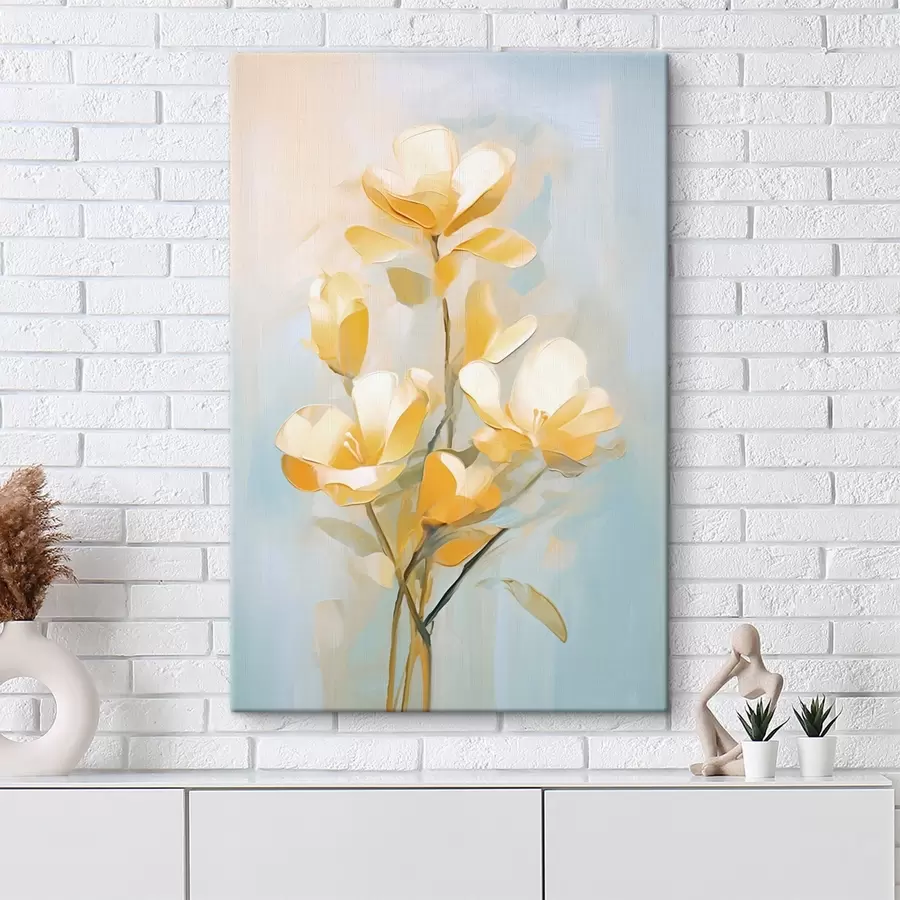 Tablouri Motiv floral: buchet în tonuri de galben deschis și albastru s45540