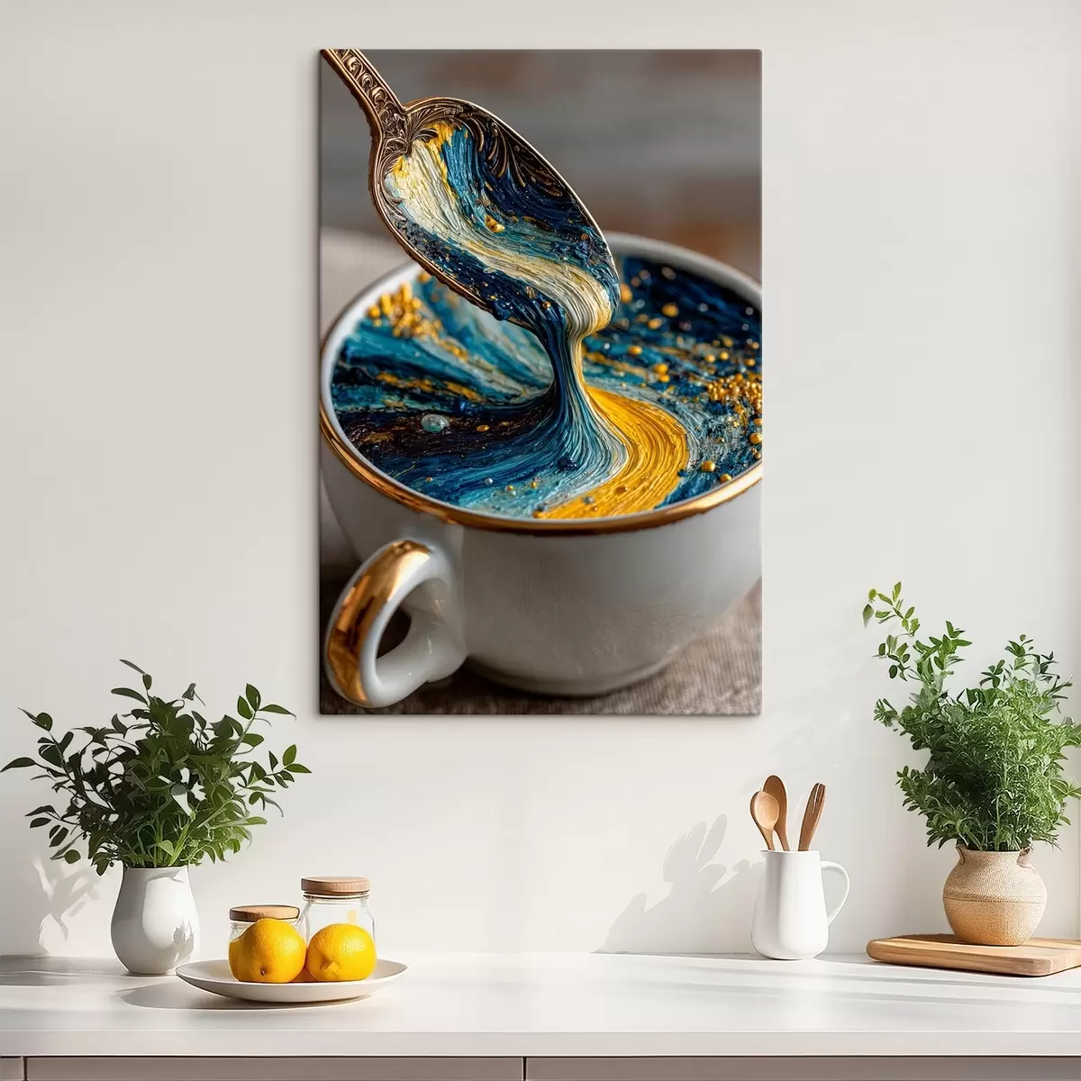 Tablouri Compoziție abstractă: culori amestecate într-o ceașcă în stilul Van Gogh s45545