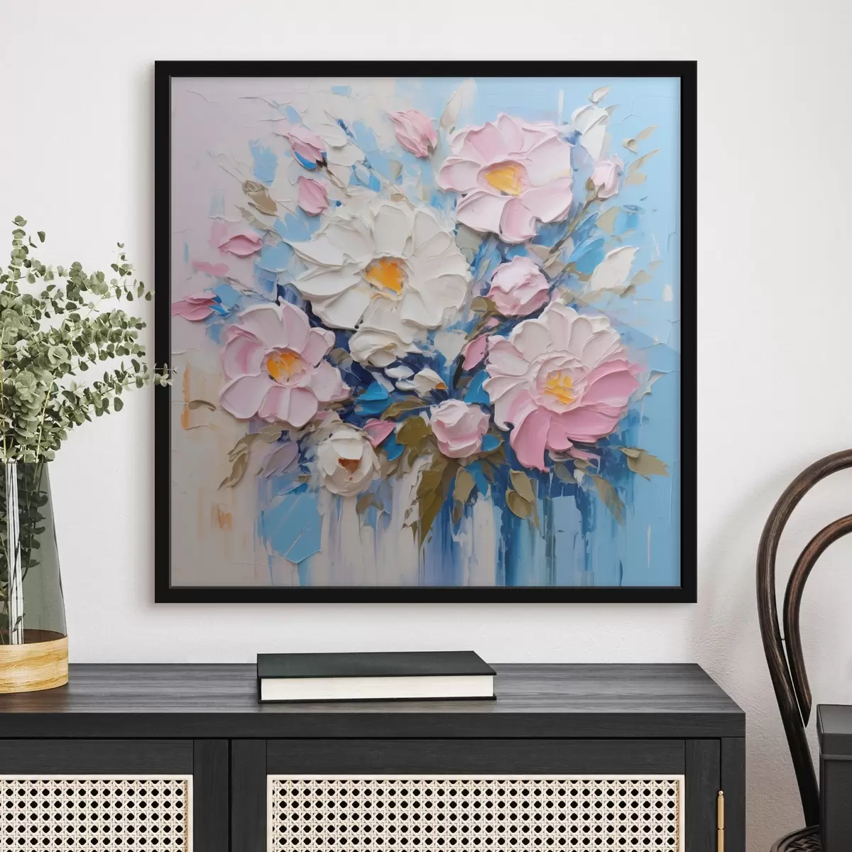 Poster Compoziție picturală în tonuri de roz și albastru f45538