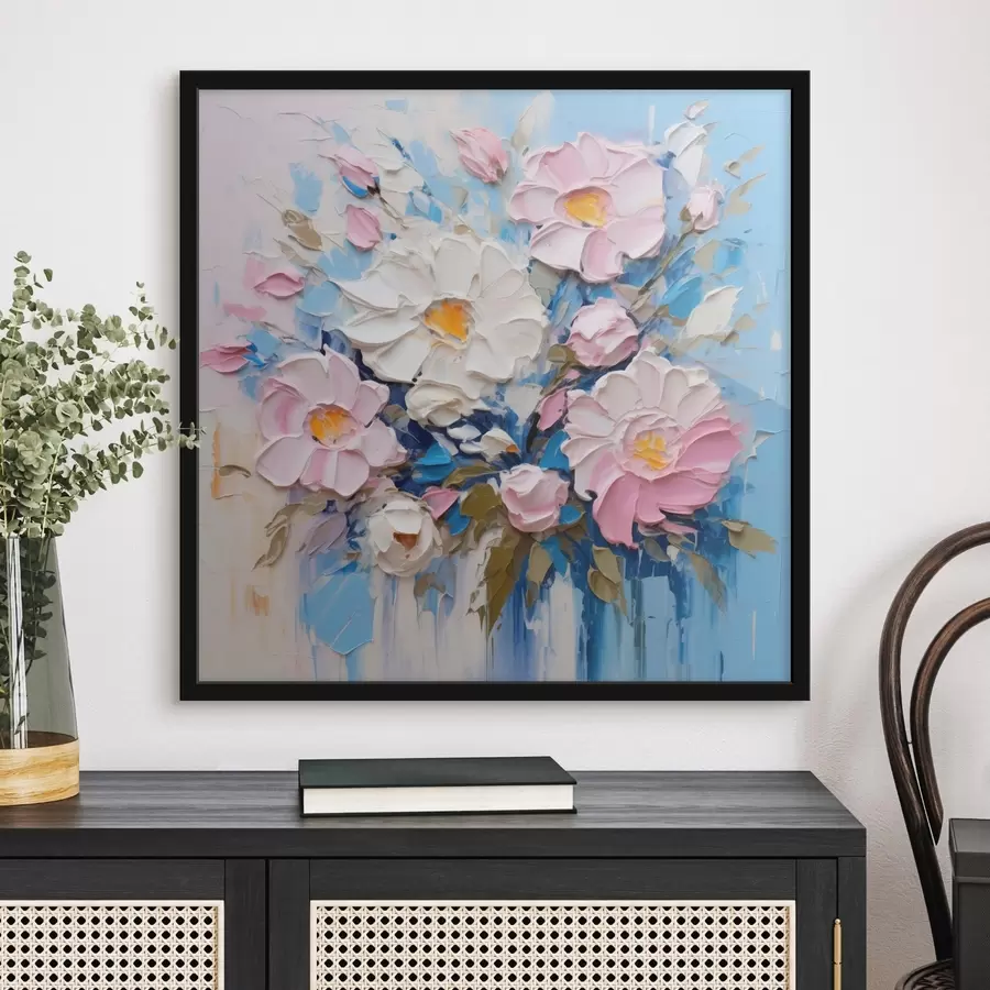 fototapet Compoziție picturală în tonuri de roz și albastru f45538