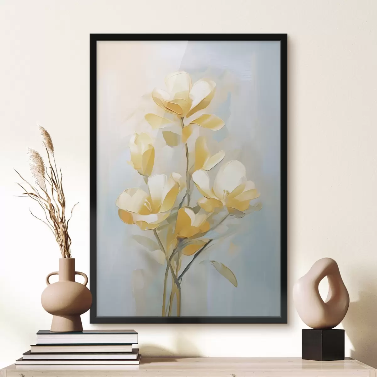 Poster Motiv floral: buchet în tonuri de galben deschis și albastru f45540