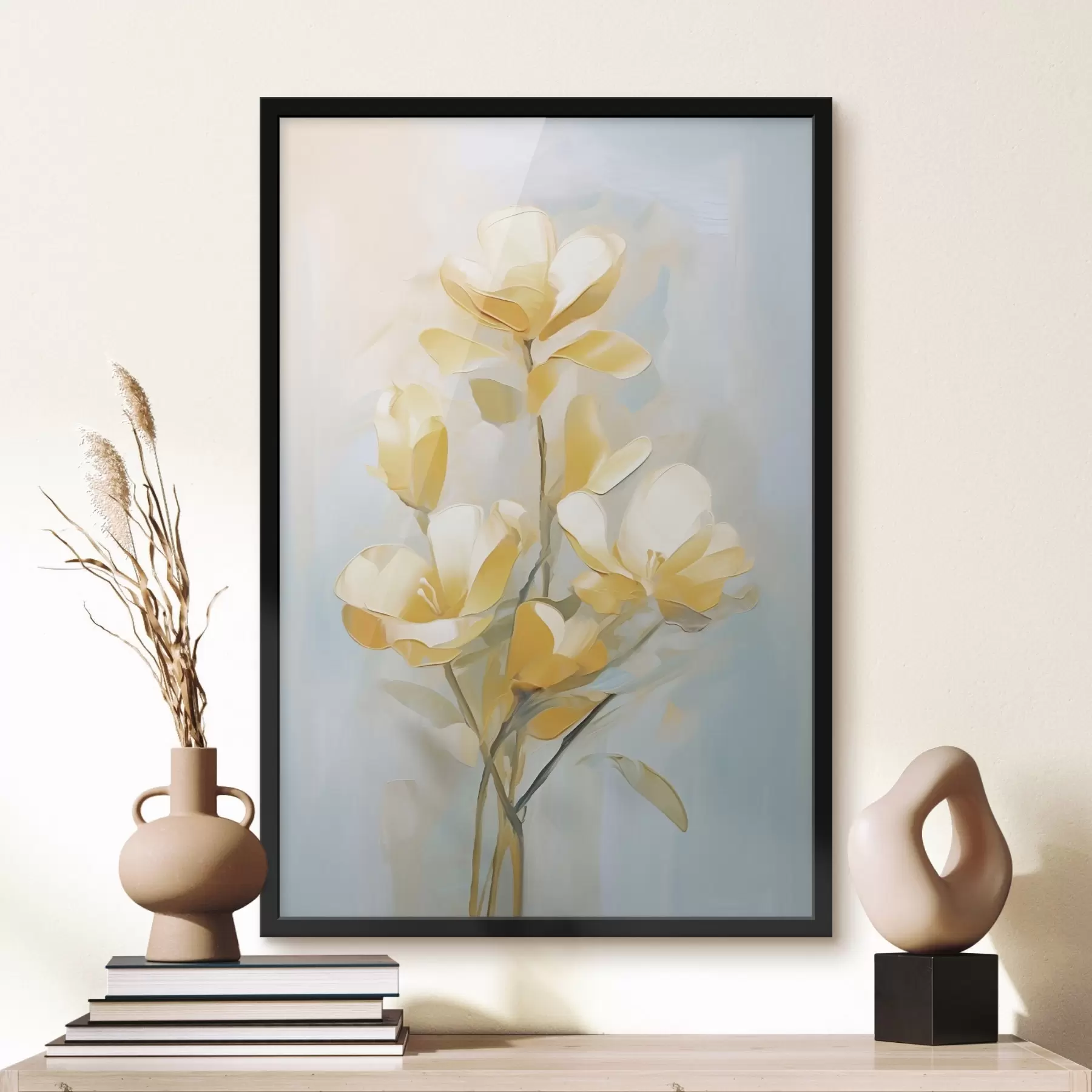 fototapet Motiv floral: buchet în tonuri de galben deschis și albastru f45540