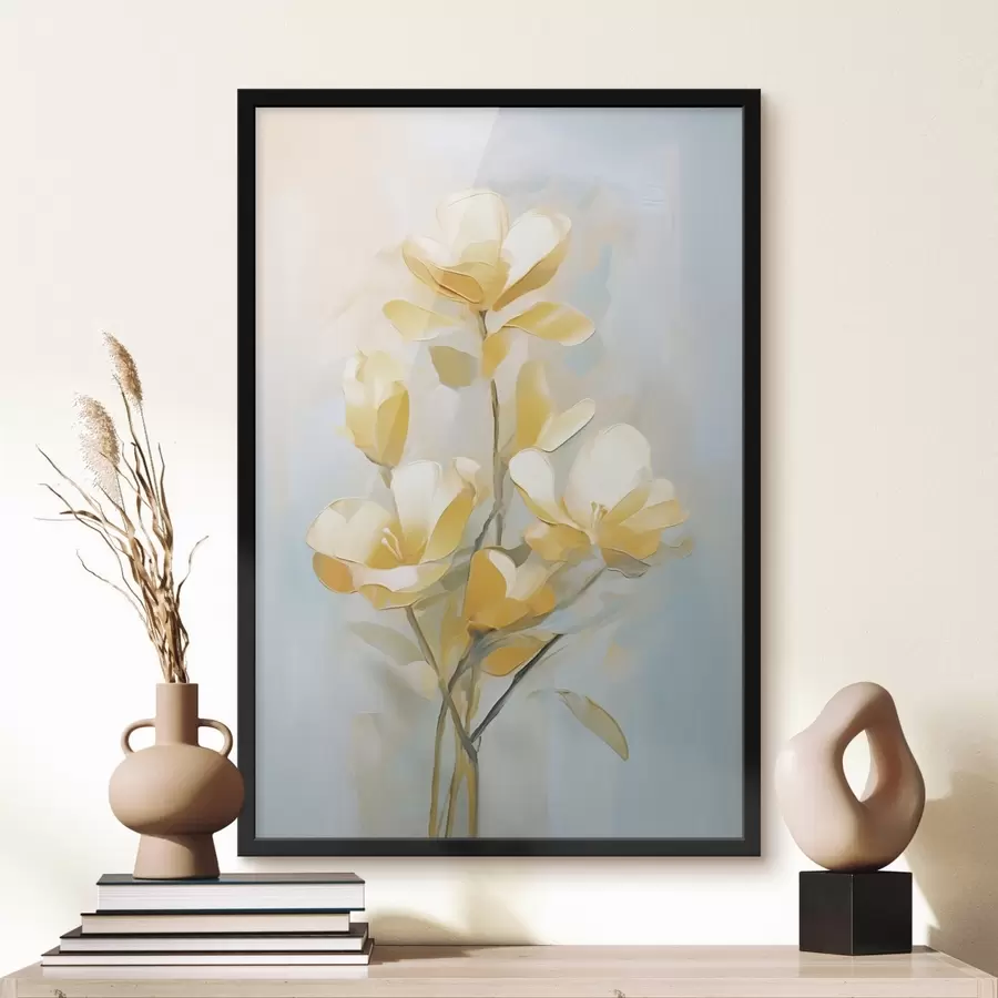 fototapet Motiv floral: buchet în tonuri de galben deschis și albastru f45540