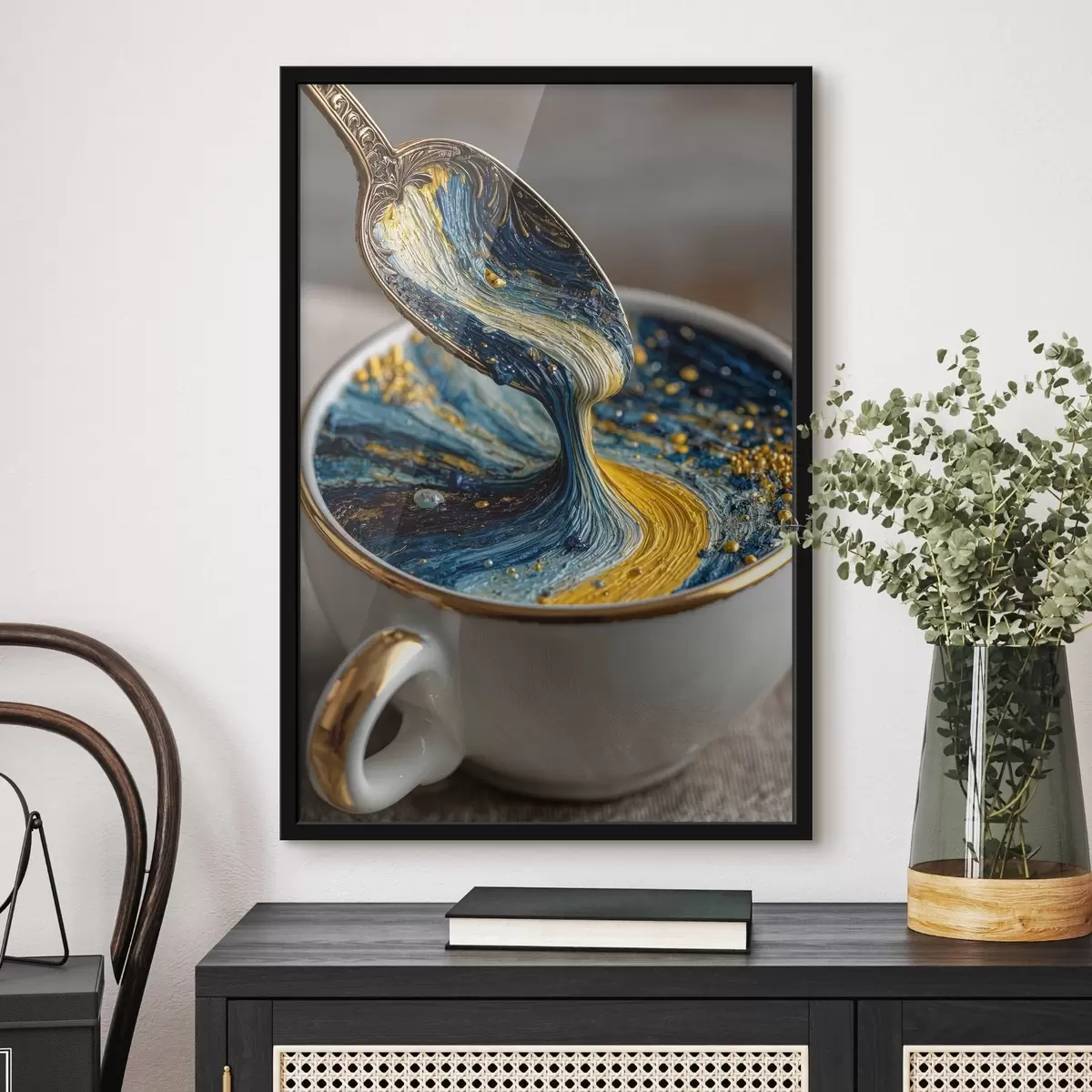 Poster Compoziție abstractă: culori amestecate într-o ceașcă în stilul Van Gogh f45545