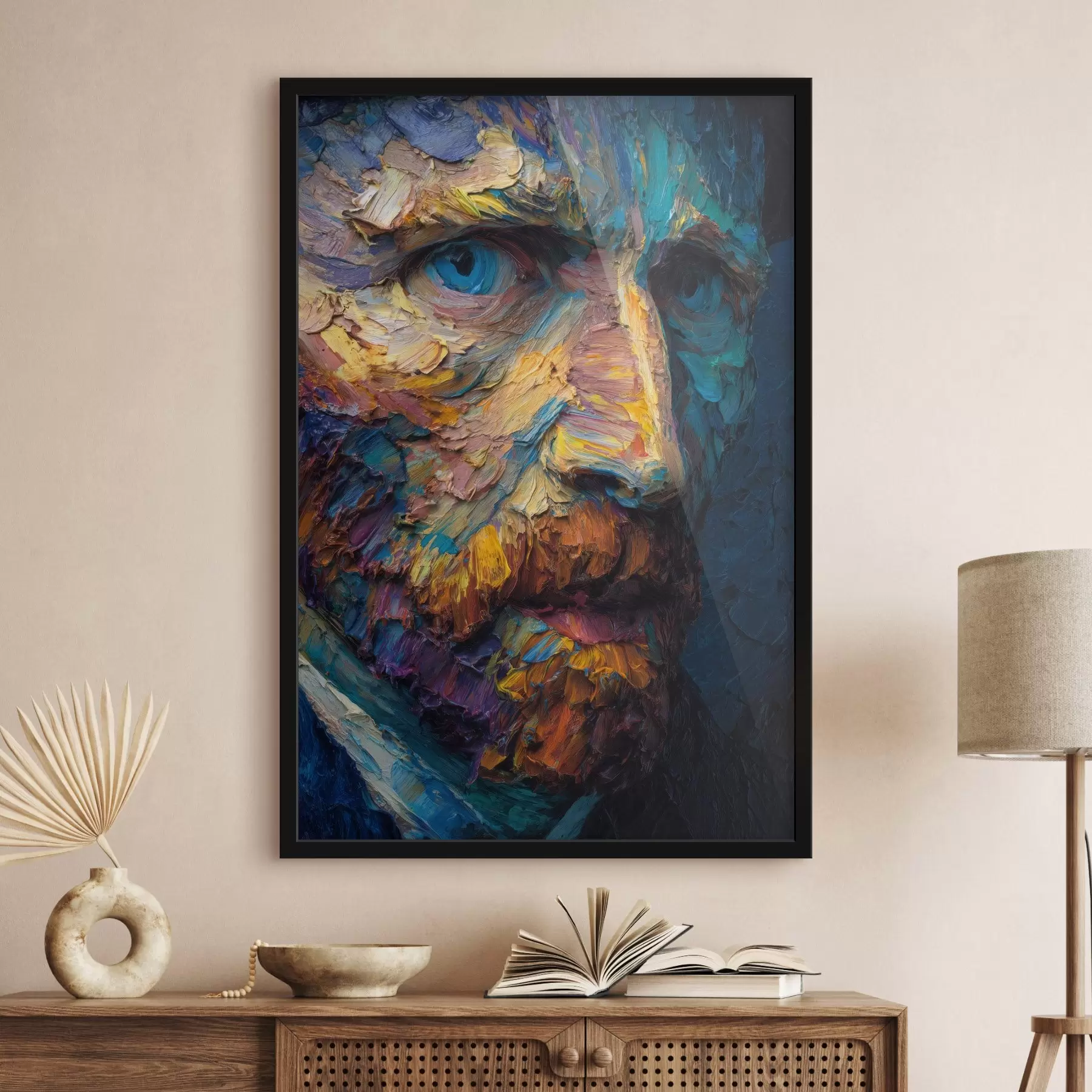Tablouri Portret decorativ Van Gogh: pictură în relief în tonuri de albastru și portocaliu f45546