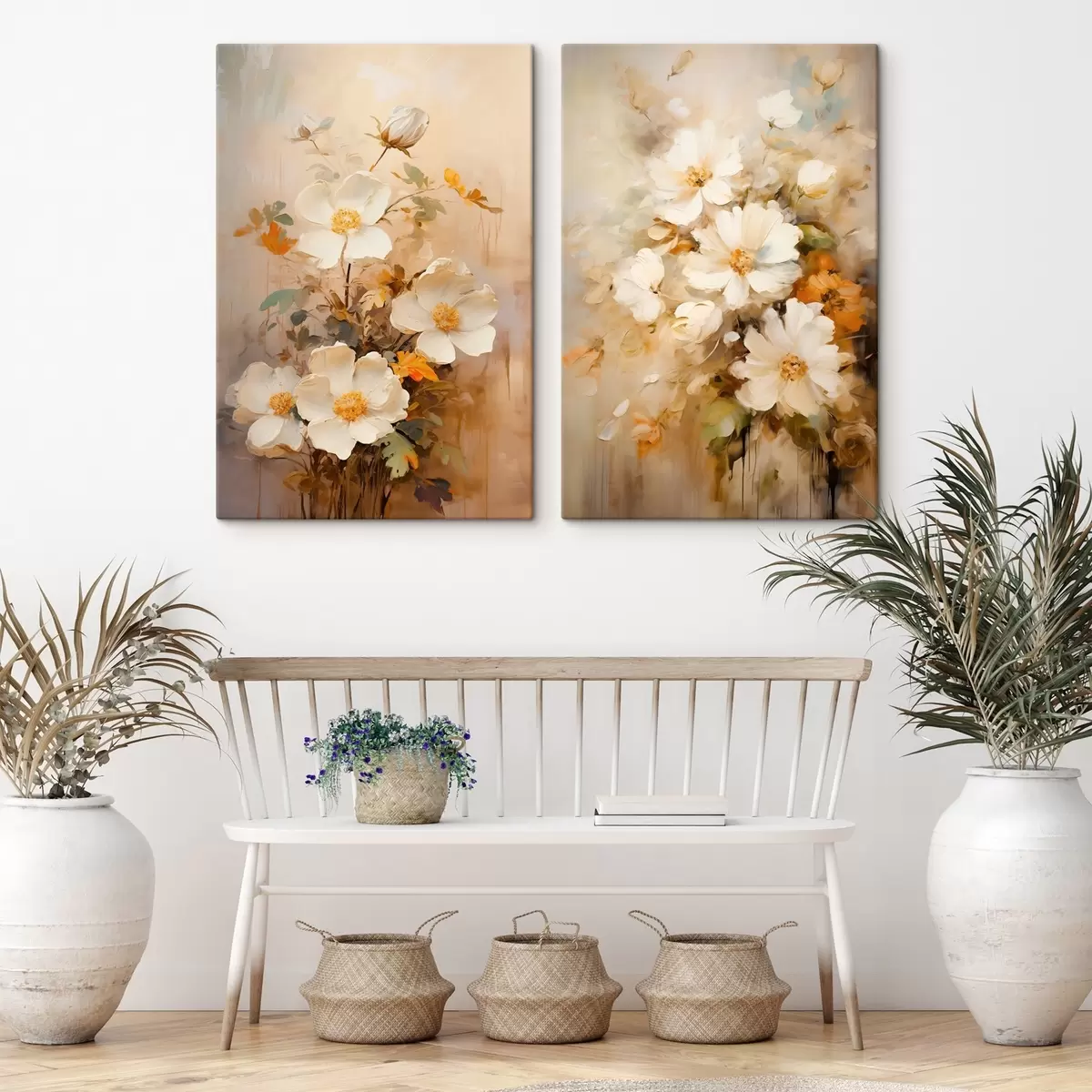 Tablouri Flori sălbatice: compoziție decorativă cu vopsele încețoșate m00635