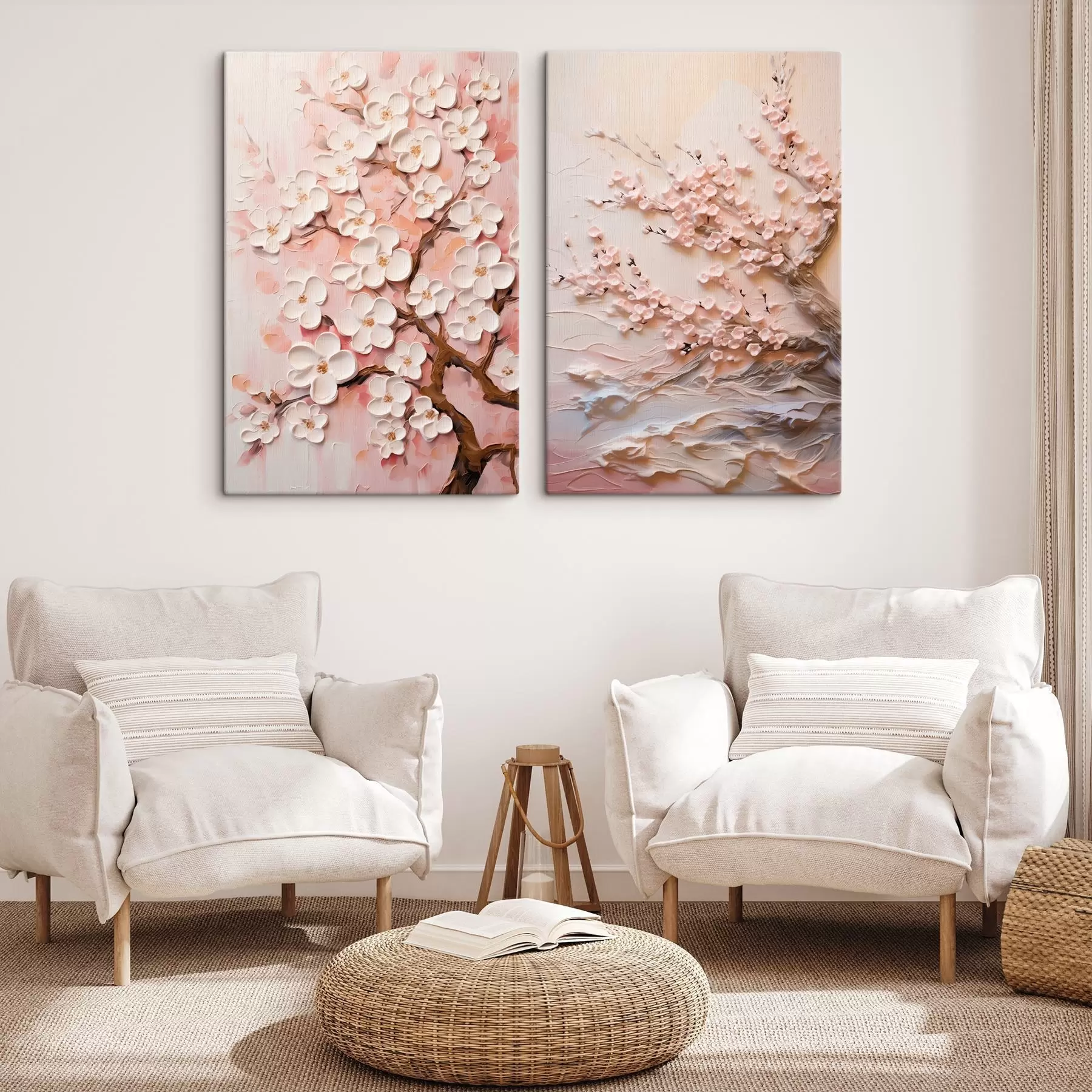 Tablouri Sakura înfloritoare: compoziție în stil impasto m00638