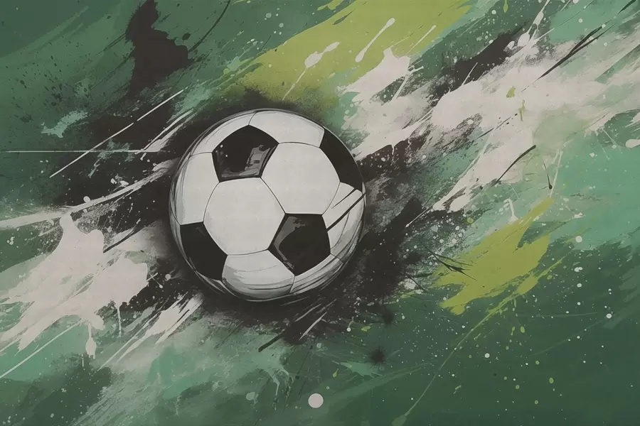 fototapet Minge de fotbal cu graffiti neclare în fundal w04467