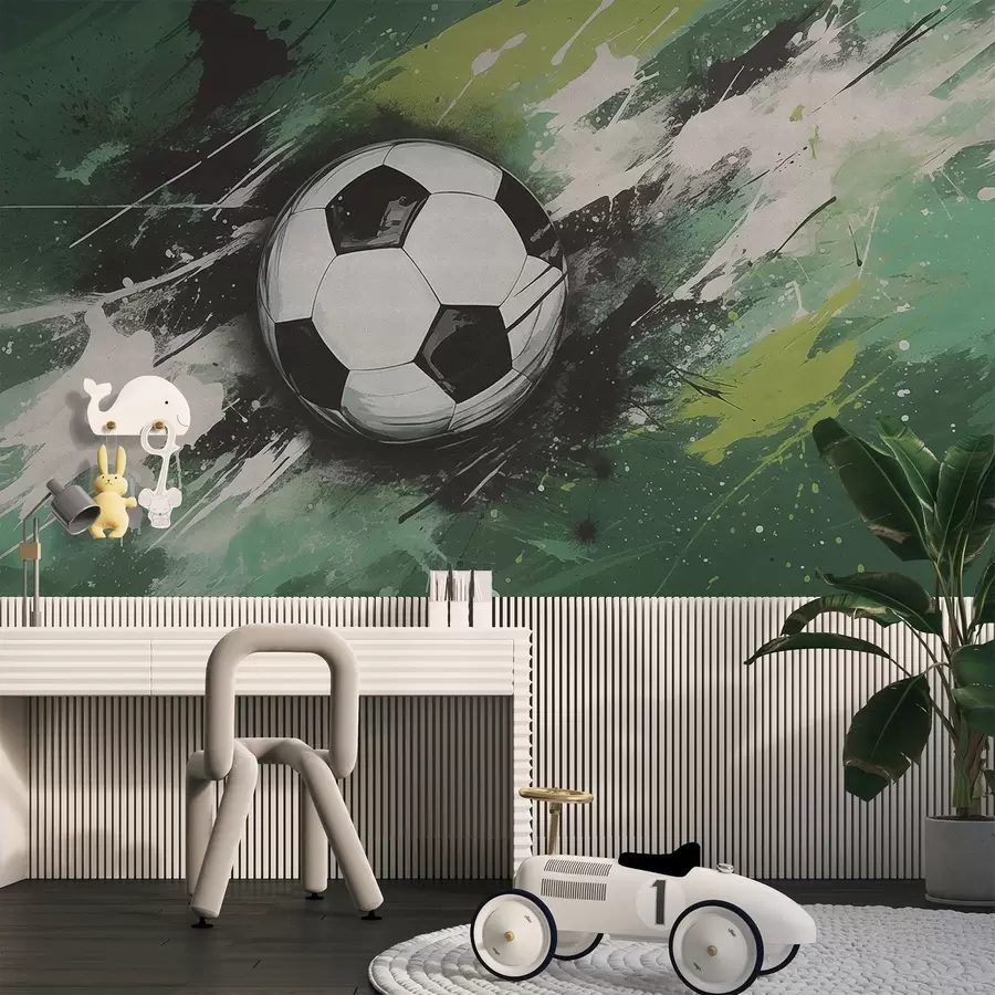 fototapet Minge de fotbal cu graffiti neclare în fundal w04467