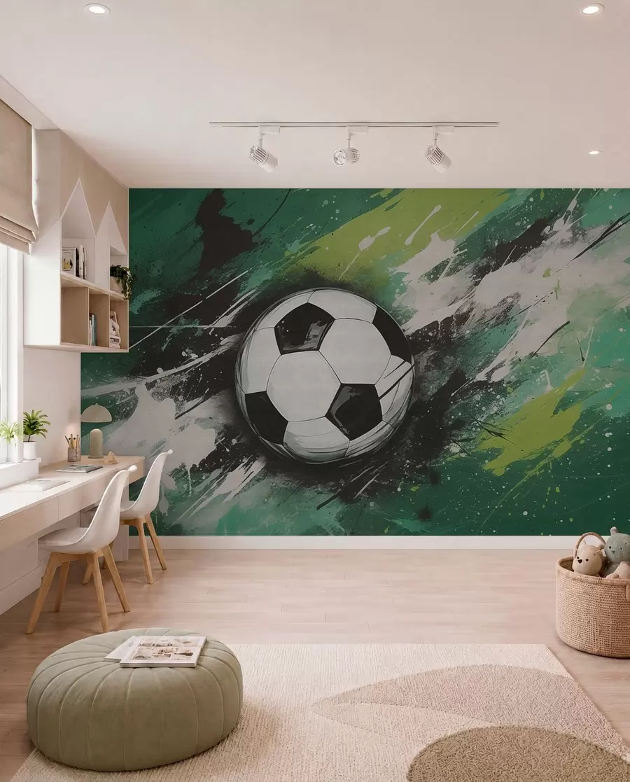 fototapet Fotbal în tușe verzi w04467