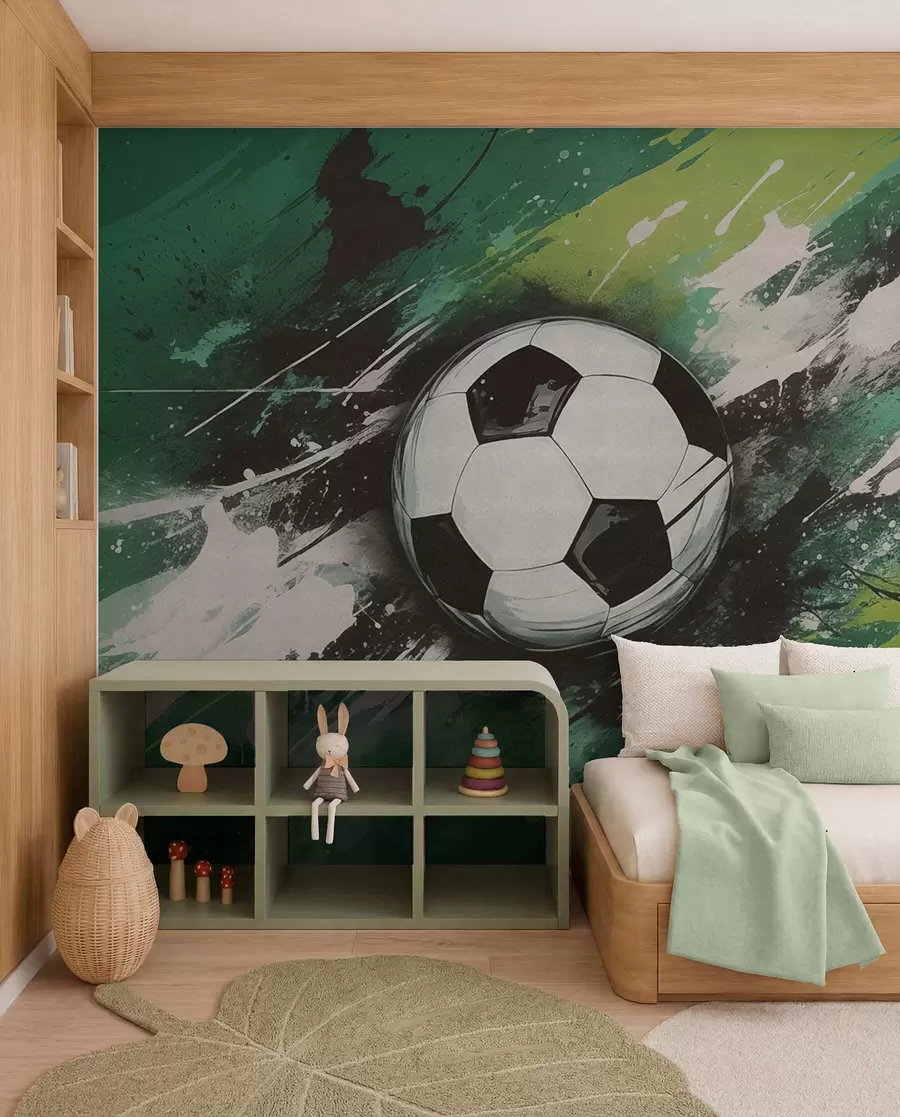 fototapet Minge de fotbal cu graffiti neclare în fundal w04467
