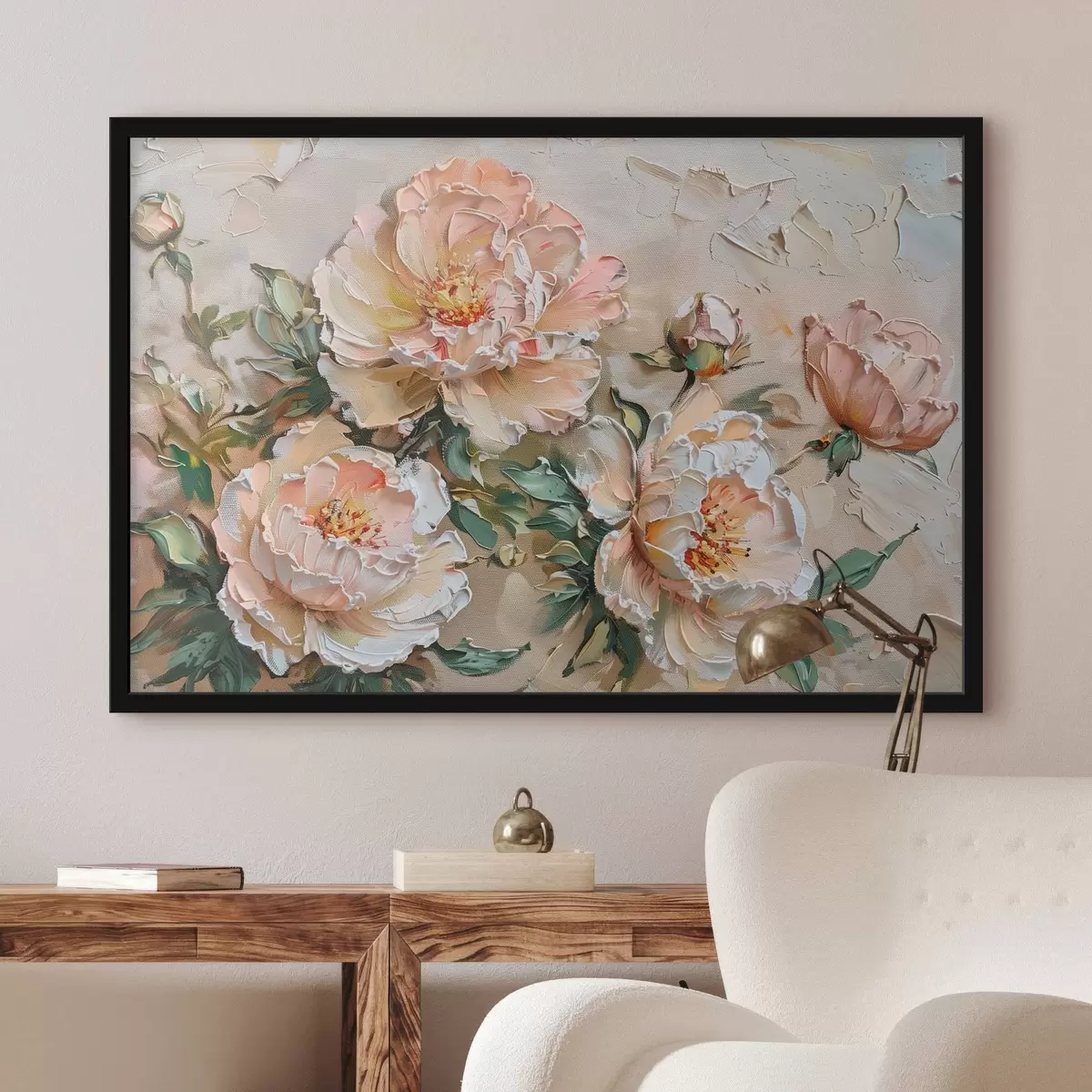 Poster Peony impasto imitație f45447
