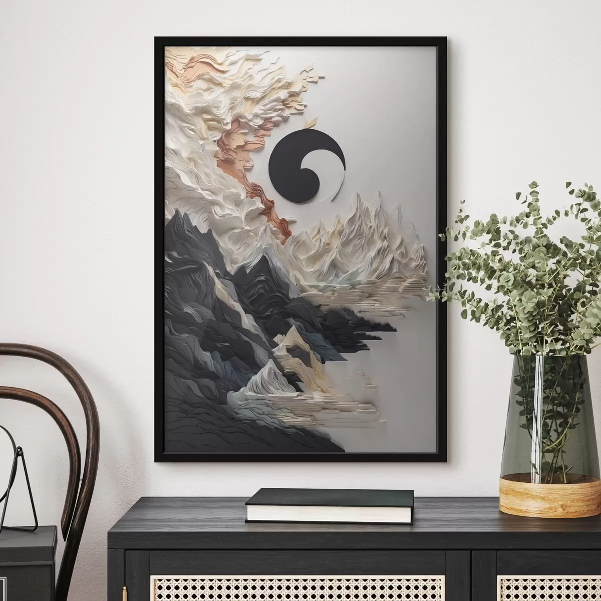 Poster Peisaj abstract cu munți într-un stil de hârtie f45482