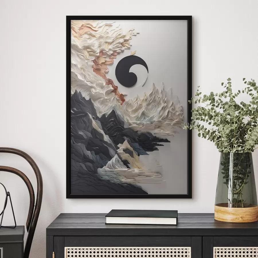 fototapet Peisaj abstract cu munți într-un stil de hârtie f45482