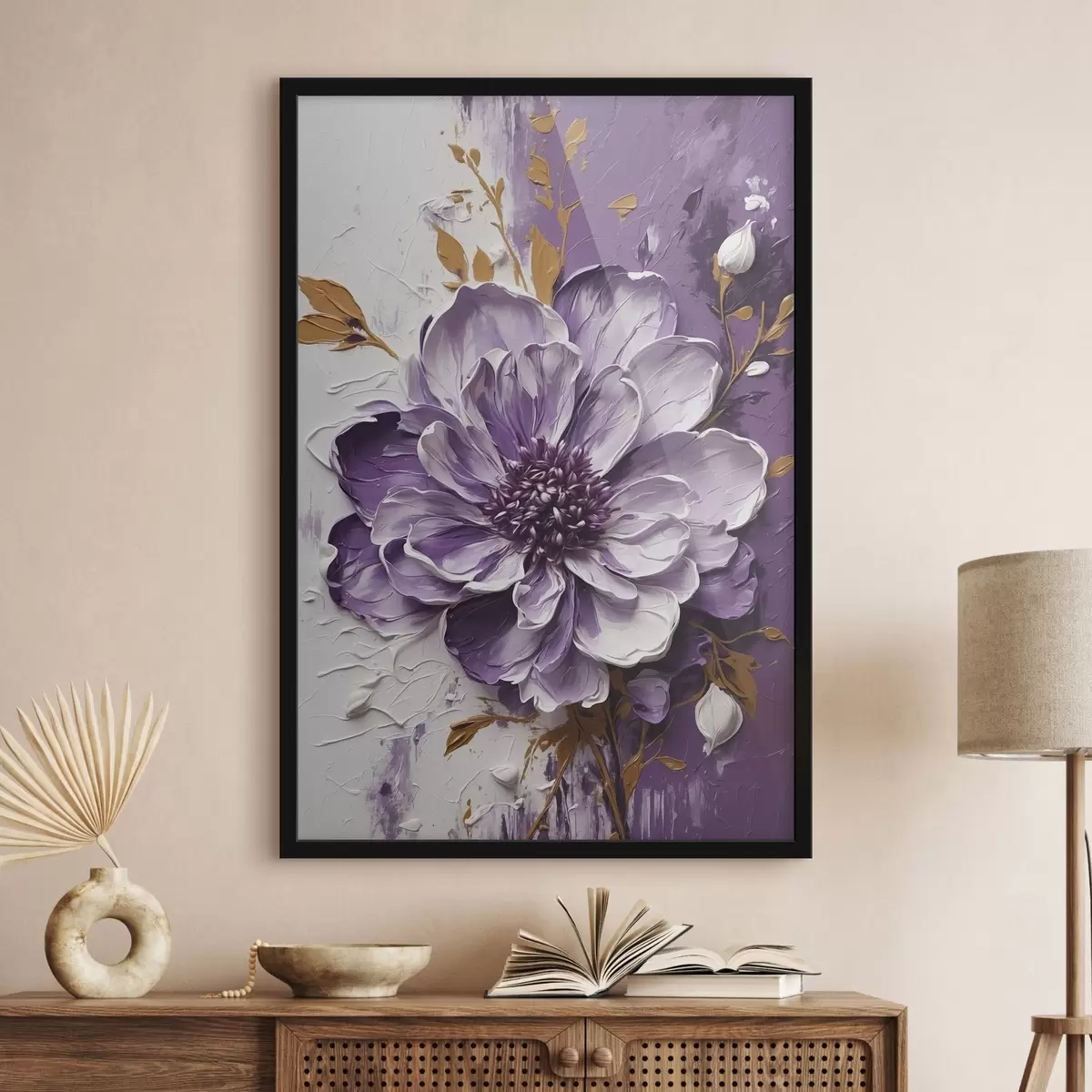 Poster Floare purpurie în stilul picturii volumetrice f45492