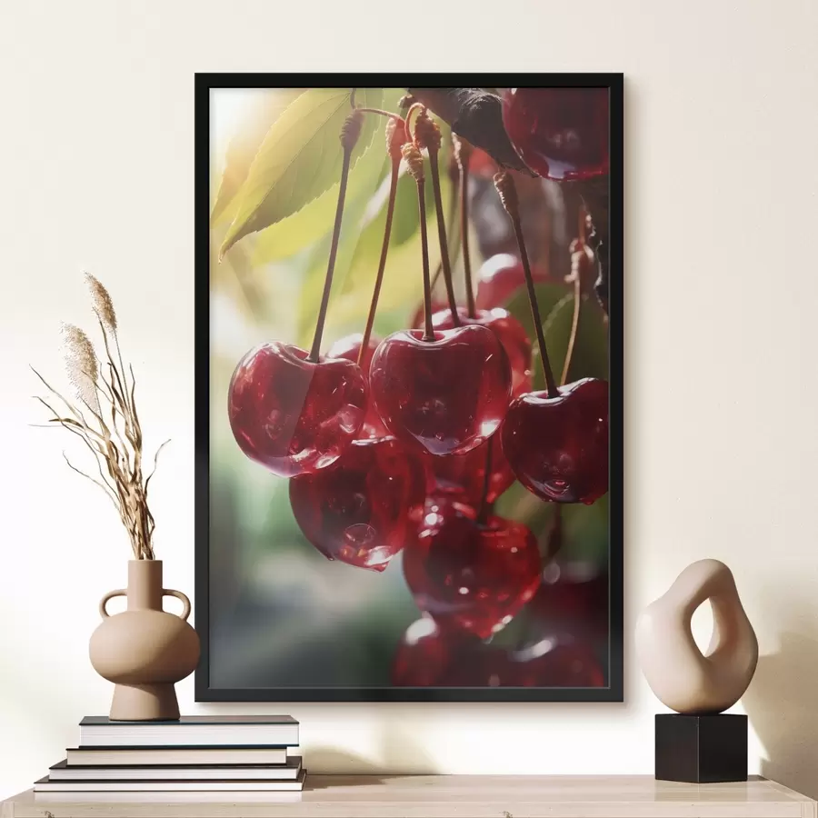 fototapet Cireșe roșii strălucitoare în soare f45498