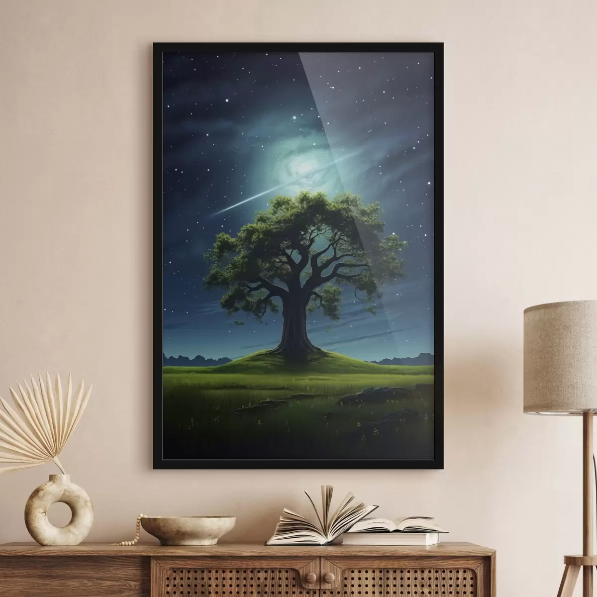 Poster Copac verde noaptea f45503