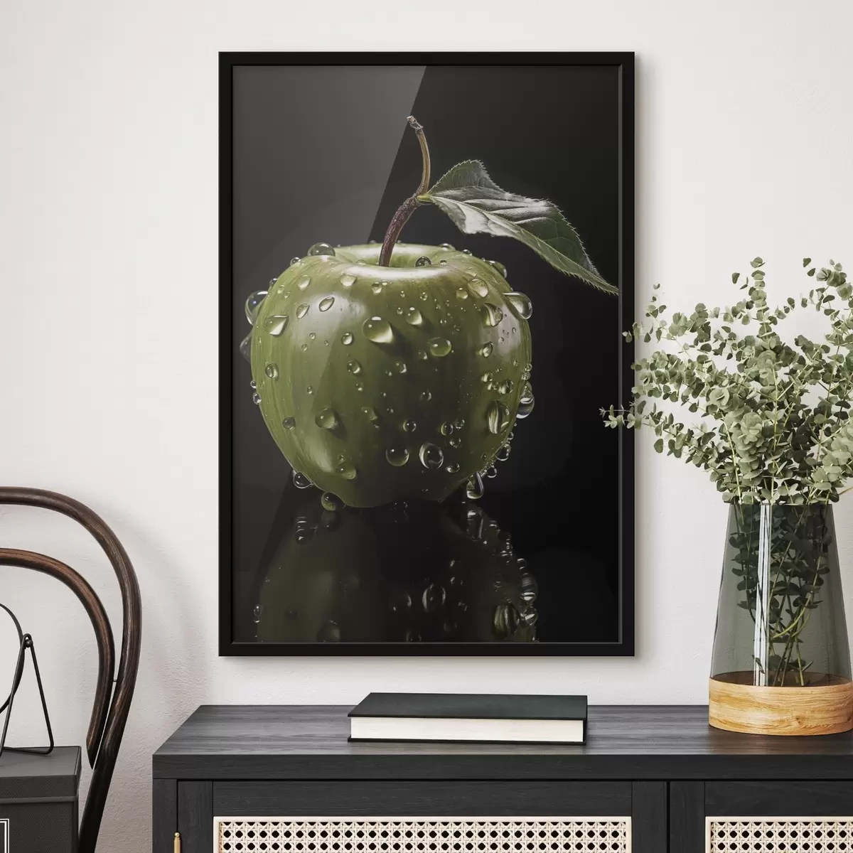 Poster Măr verde cu picături de apă f45506