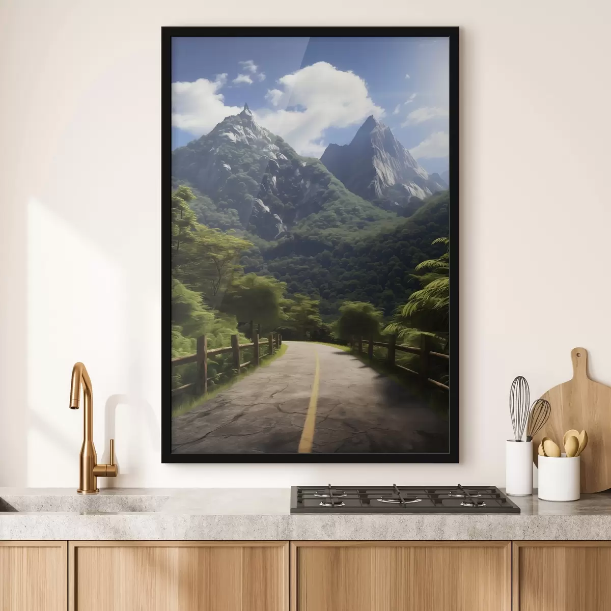 Poster Drum de munte printre copaci verzi f45525