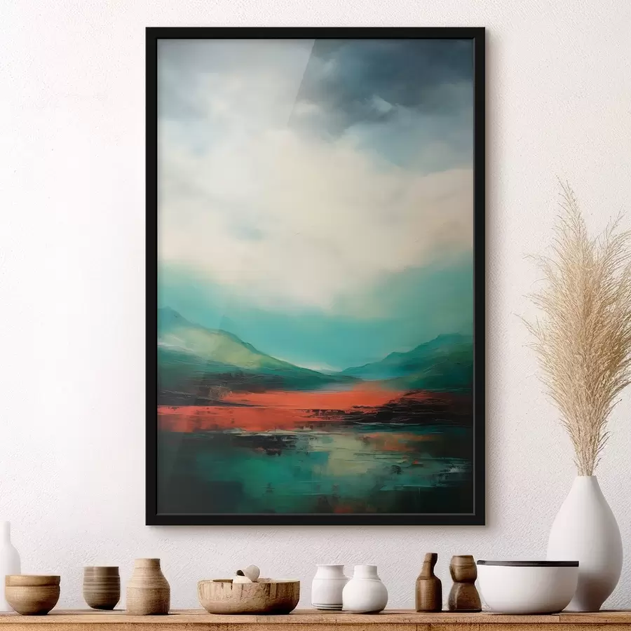 fototapet Peisaj luminos cu nori și munți f45626