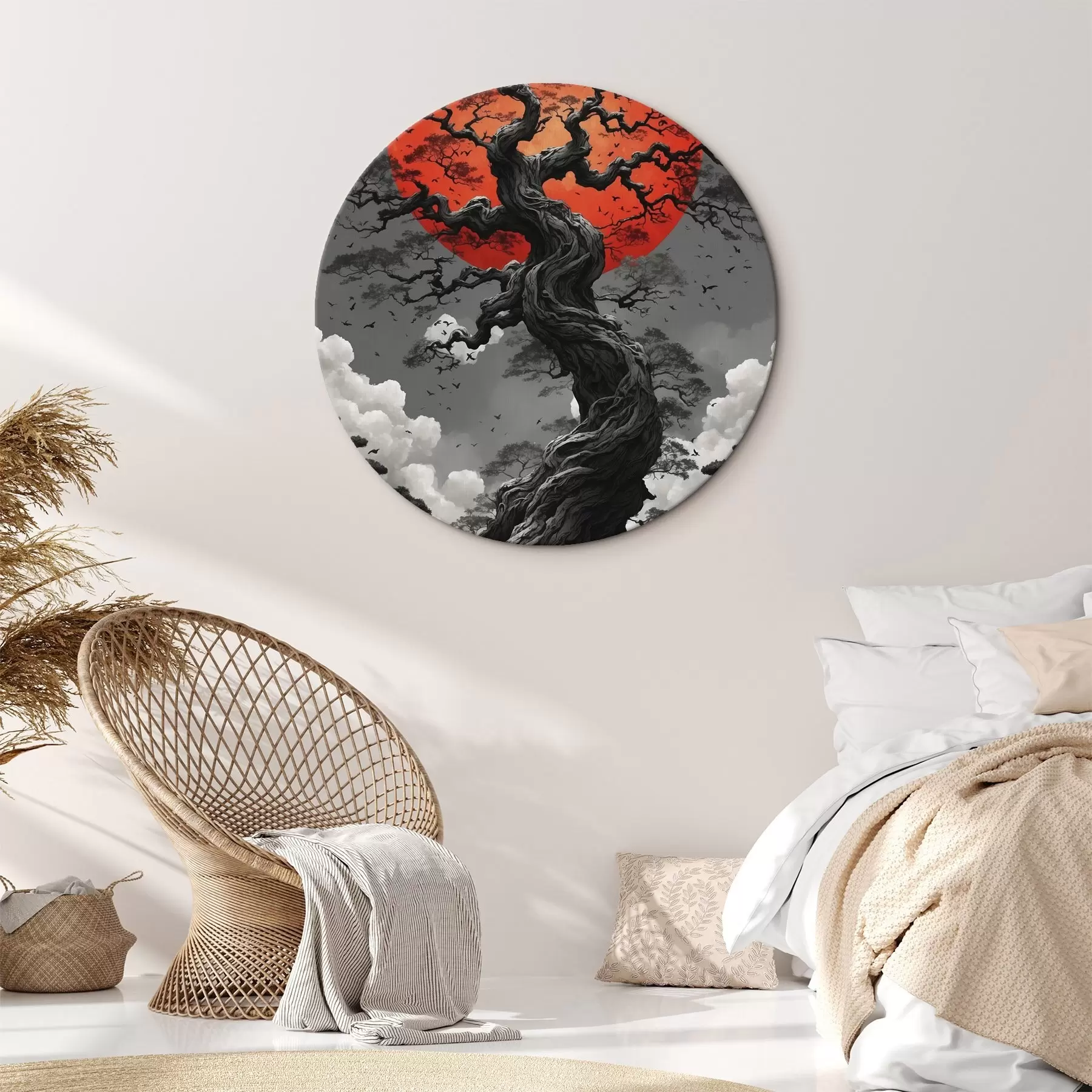 Tablouri Copac și soare roșu r45485