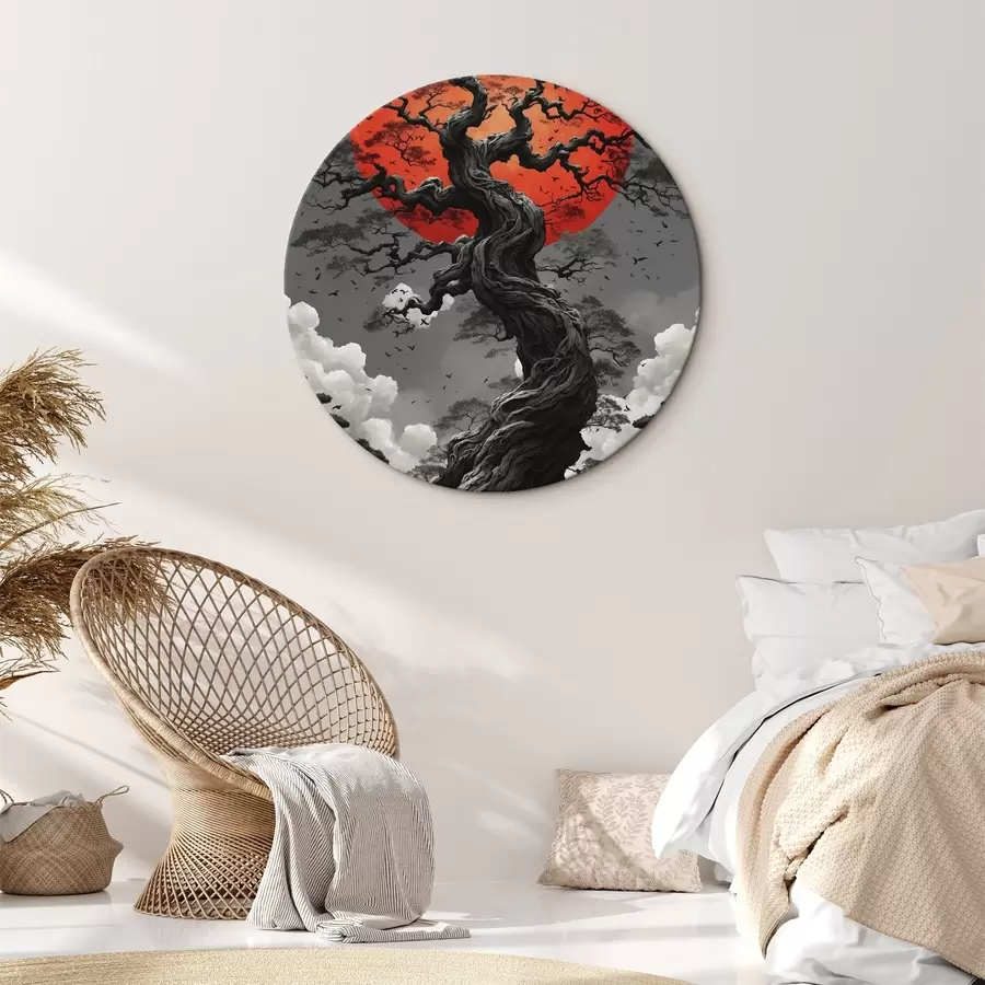 Tablouri Copac și soare roșu r45485