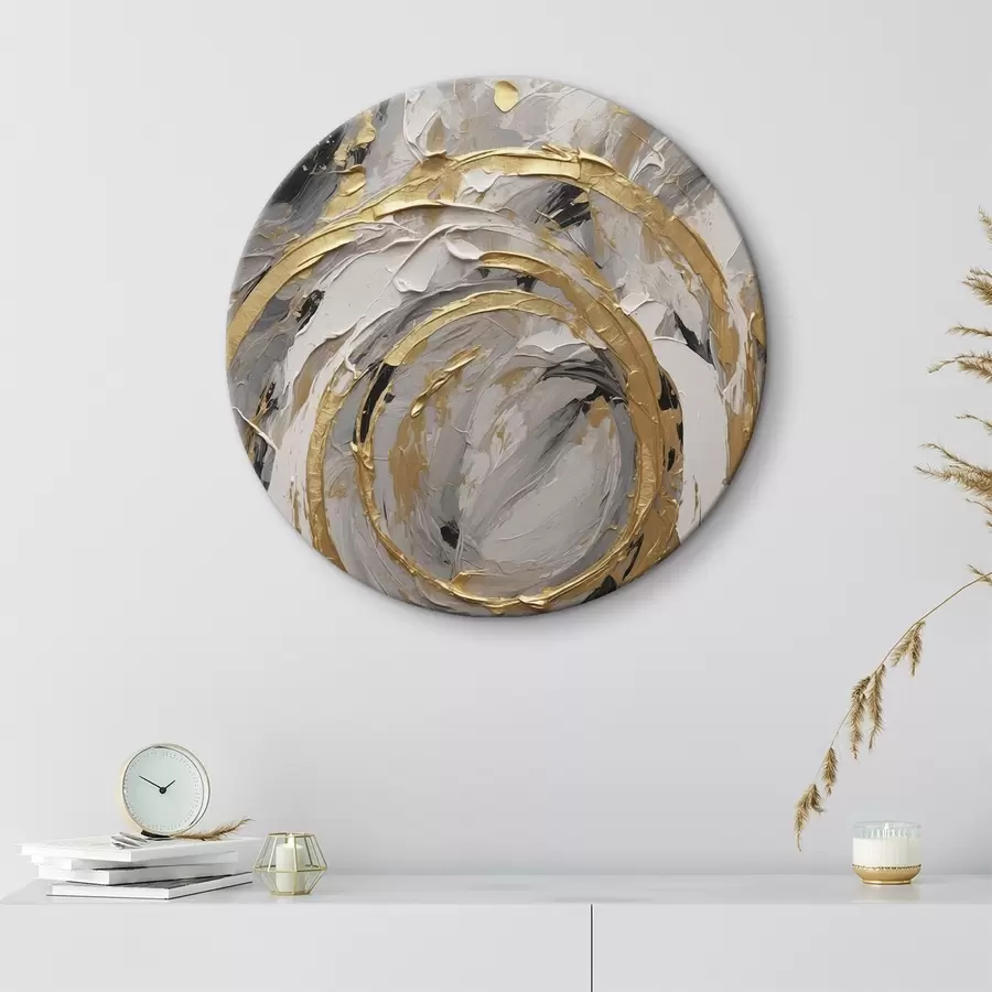 Tablouri Cercuri concentrice abstracte în nuanțe de gri și alb r45487