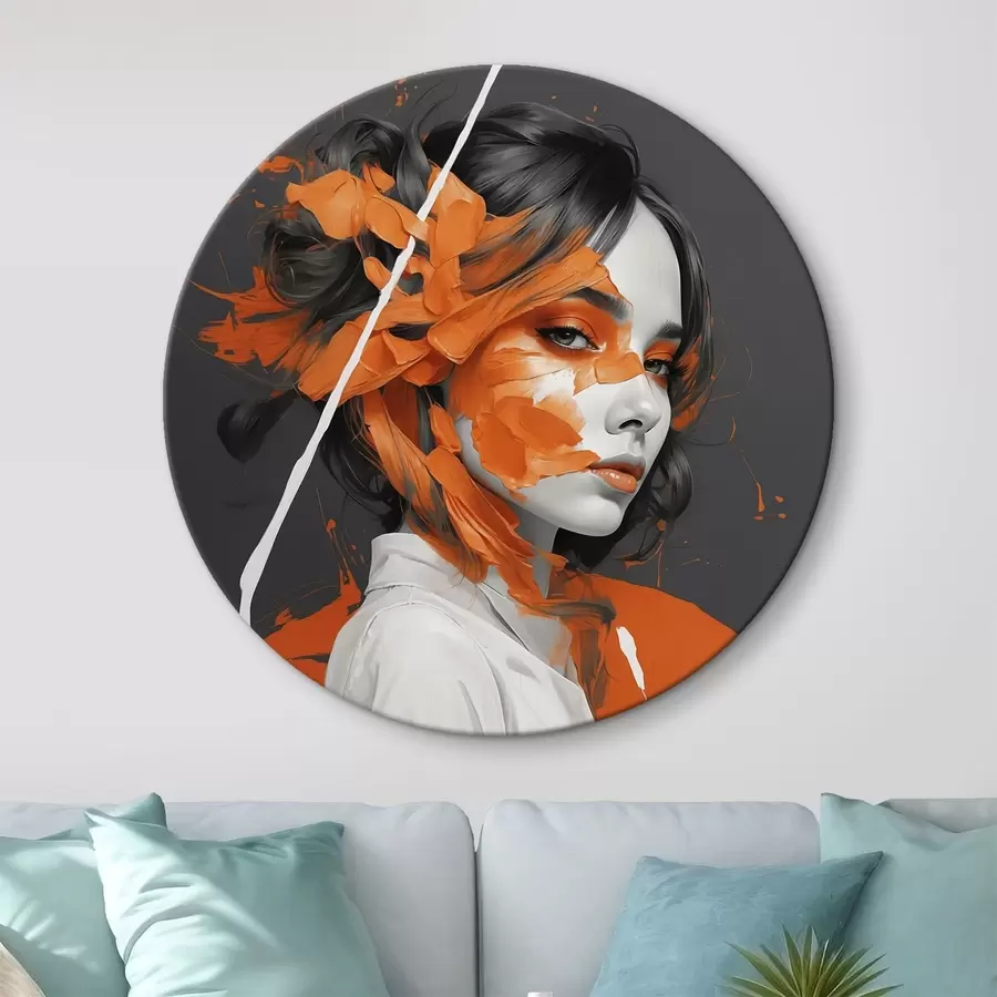 Tablouri Portret de femeie cu tușe portocalii r45489