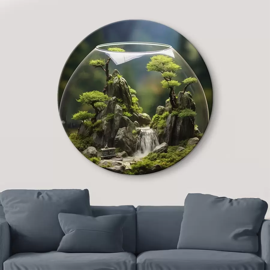 Tablouri Peisaj miniatural cu cascadă într-o minge de sticlă r45502