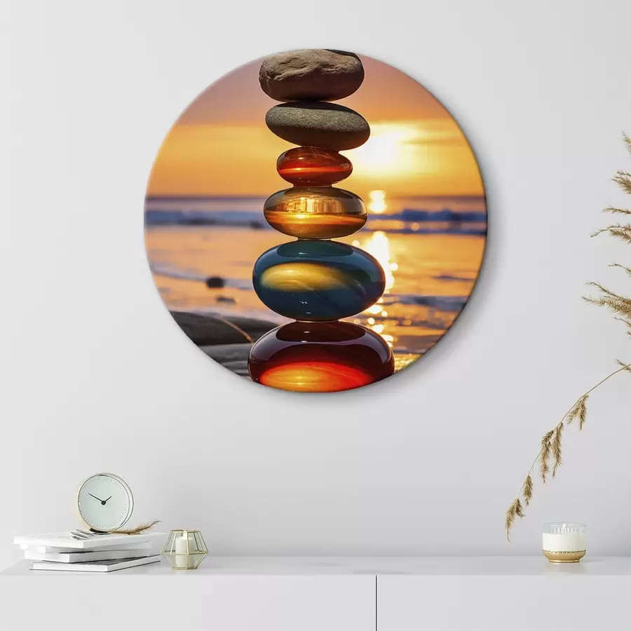 Tablouri Pietre stivuite pe fundalul apusului de soare r45520