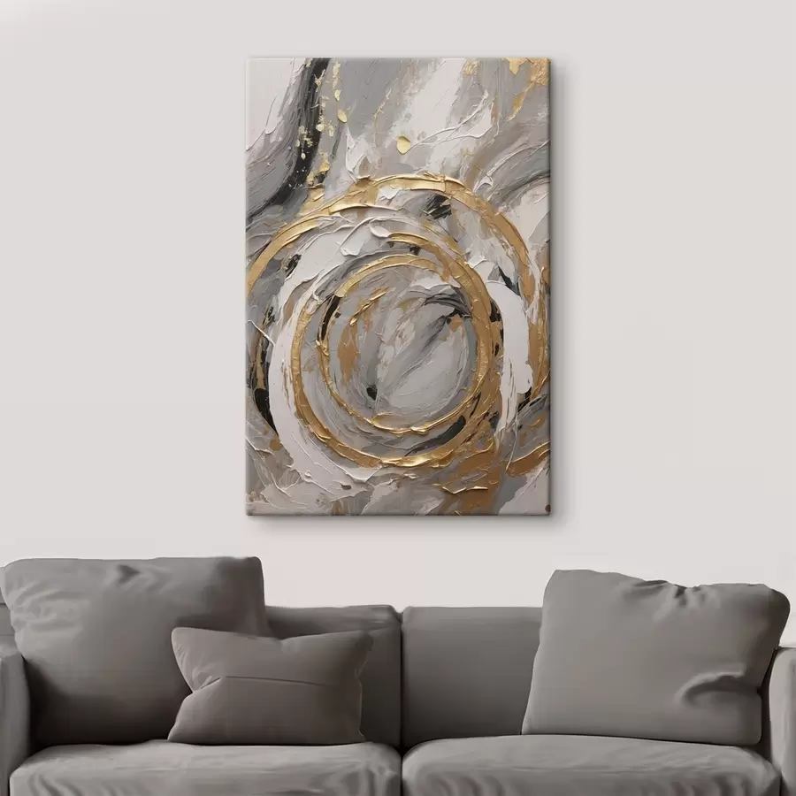 Tablouri Cercuri concentrice abstracte în nuanțe de gri și alb s45487