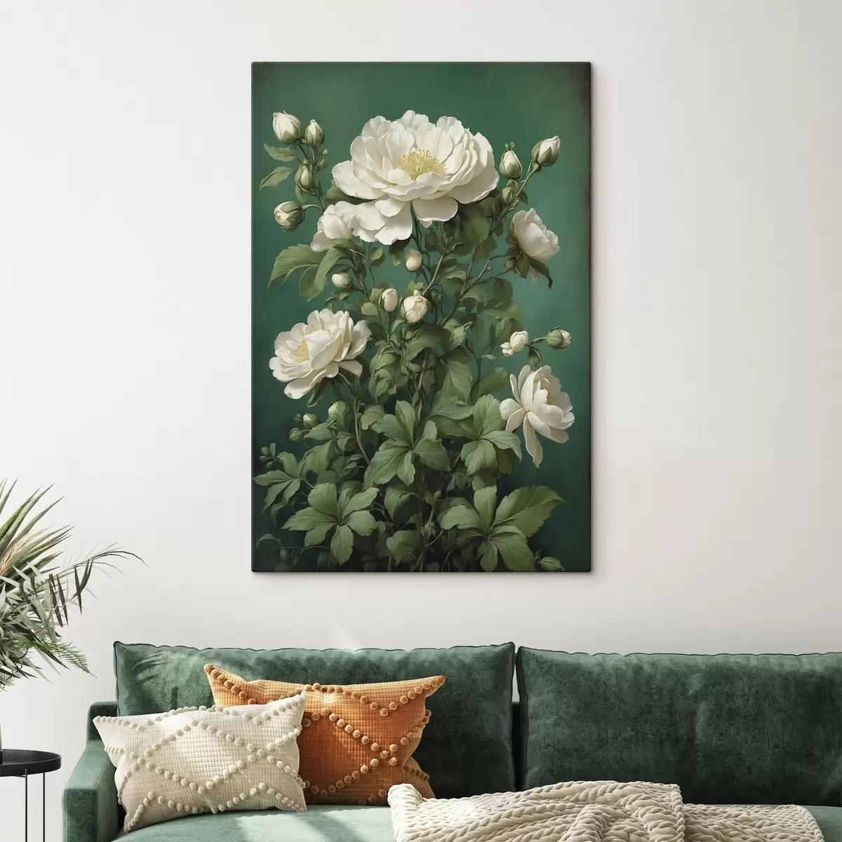 Tablouri Cream flori de bujor pe un fundal verde s45491