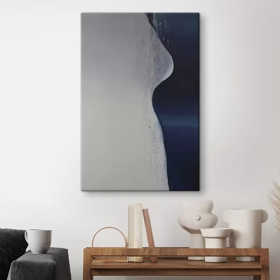 Tablouri Pictură abstractă în nuanțe de alb, albastru și albastru închis s45493