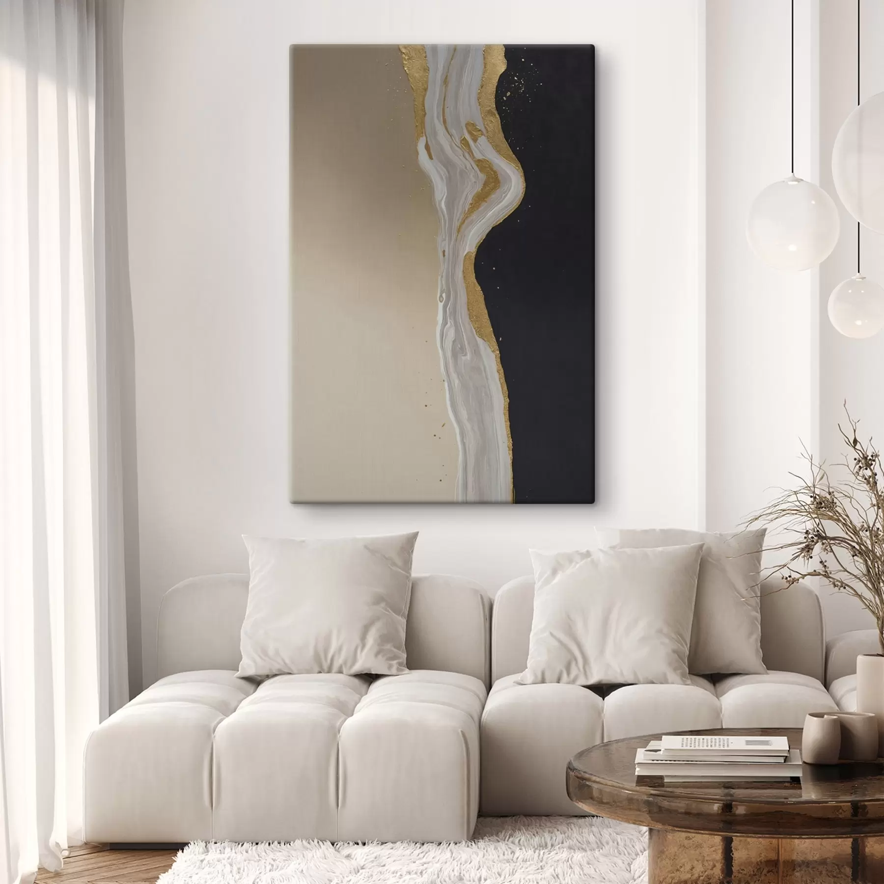 Tablouri Pictură abstractă în nuanțe de bej și negru s45494