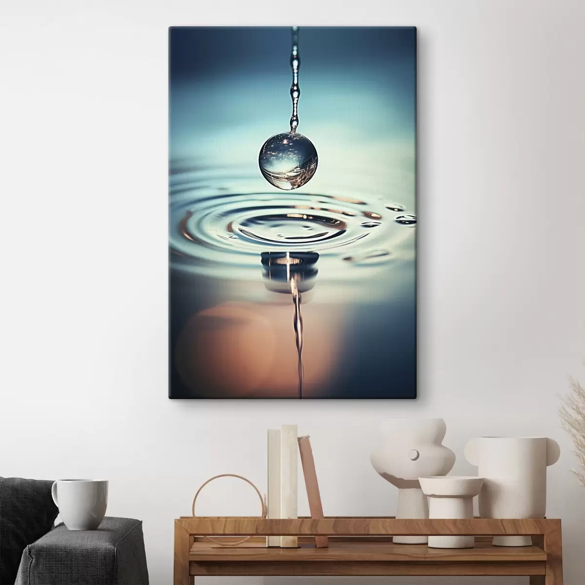 Tablouri O picătură de apă care cade cu sclipiri de lumină s45501