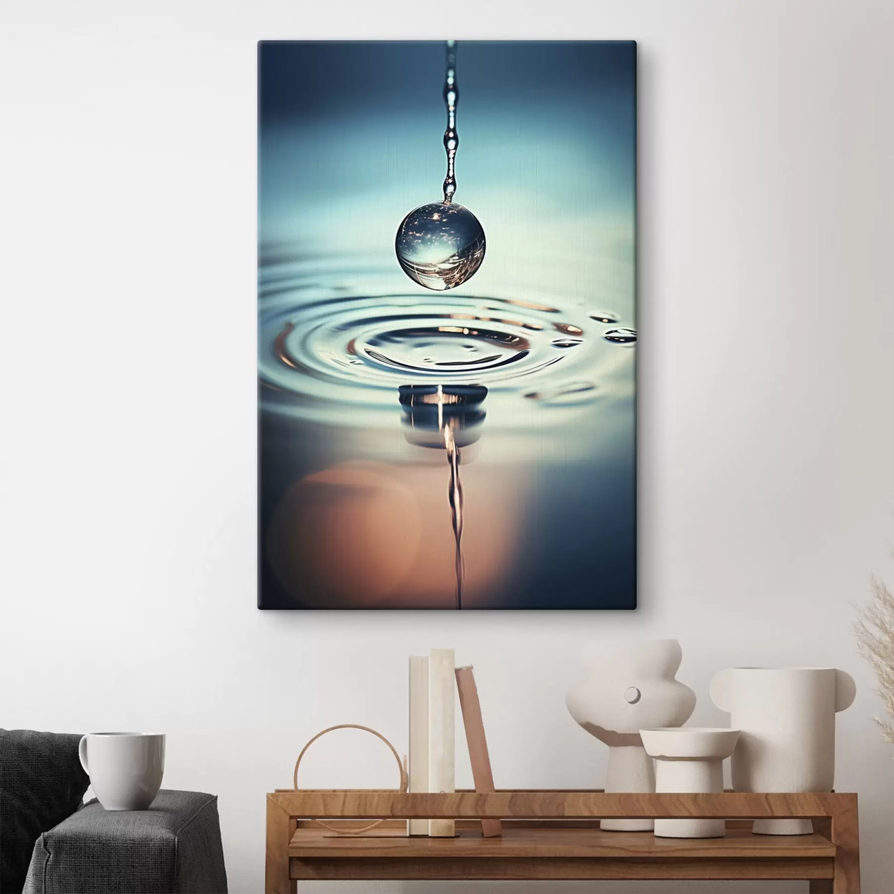 Tablouri O picătură de apă care cade cu sclipiri de lumină s45501