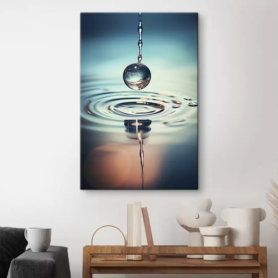Tablouri O picătură de apă care cade cu sclipiri de lumină s45501