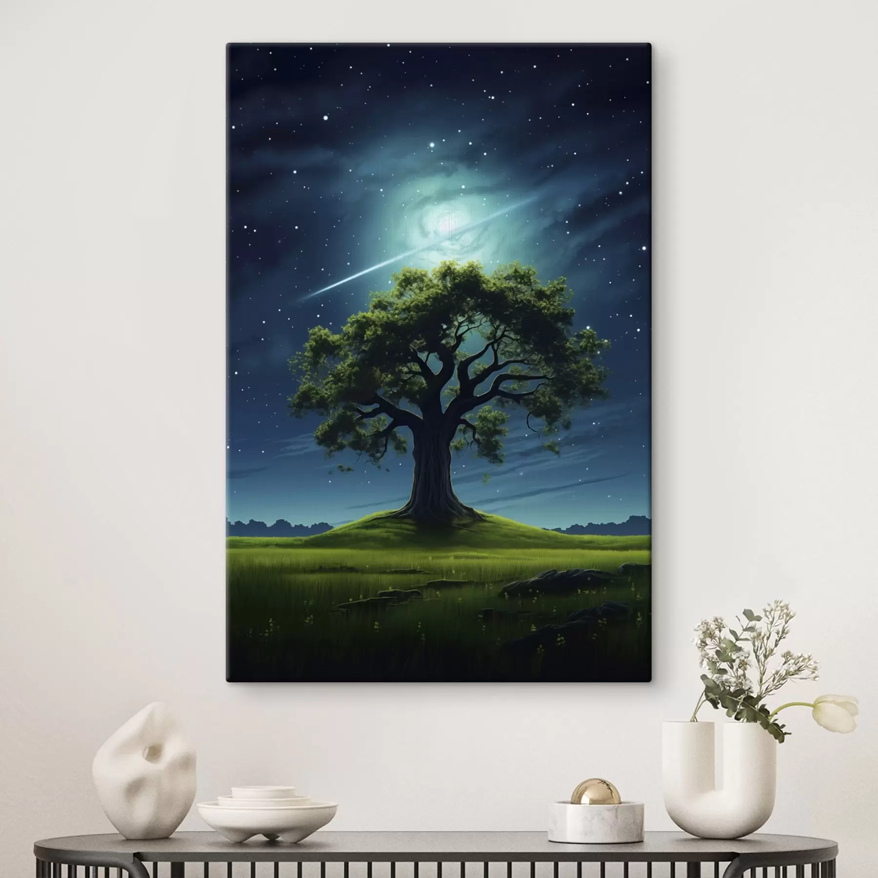 Tablouri Copac verde noaptea s45503