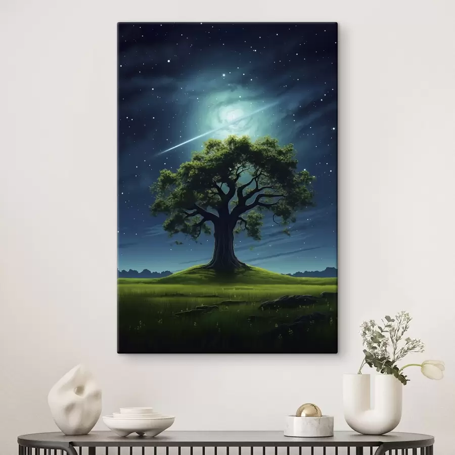 Tablouri Copac verde noaptea s45503