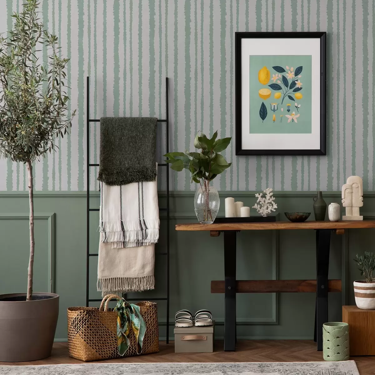 Wallpaper Dungi inegale de mentă pe un fundal alb a00510