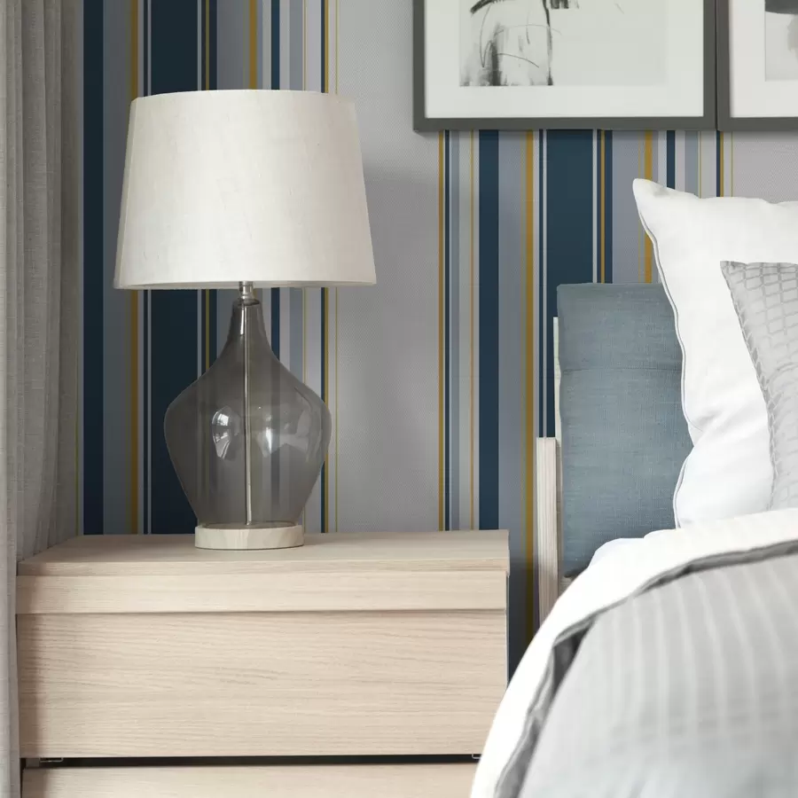 fototapet Model dens de dungi verticale albastre și galbene a00524